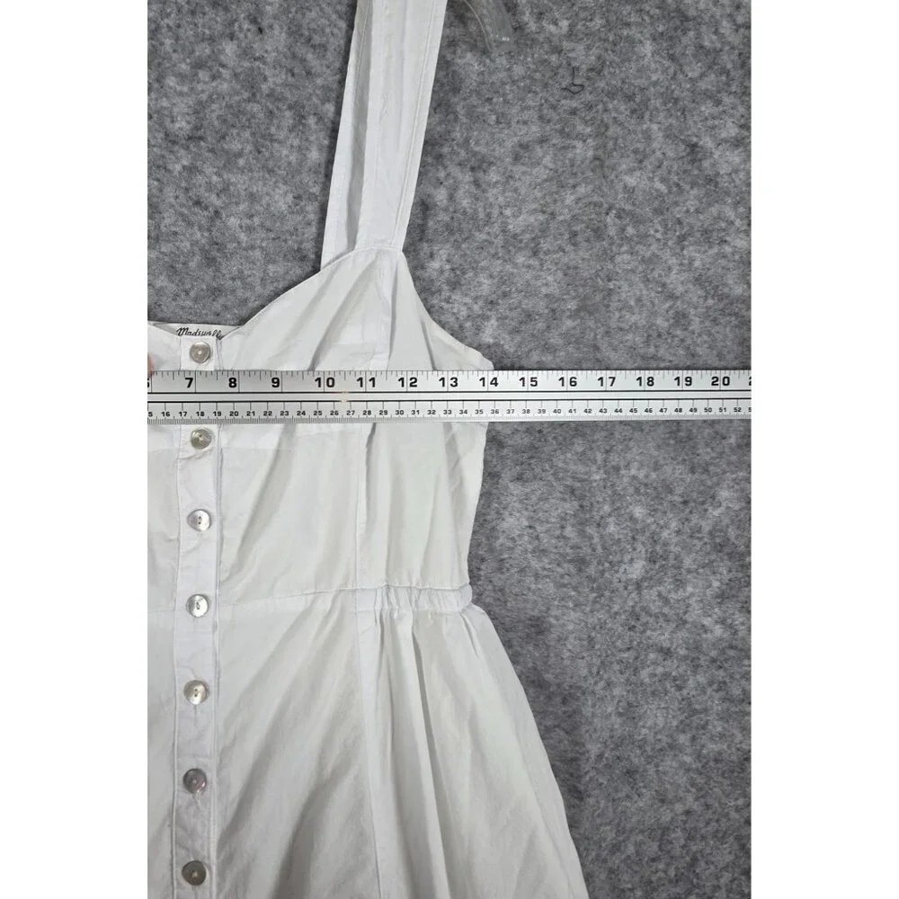 Madewell Suzette Seamed Bodice Tiered Midi Dress Button Front White Sz 6 - Picture 4 of 10